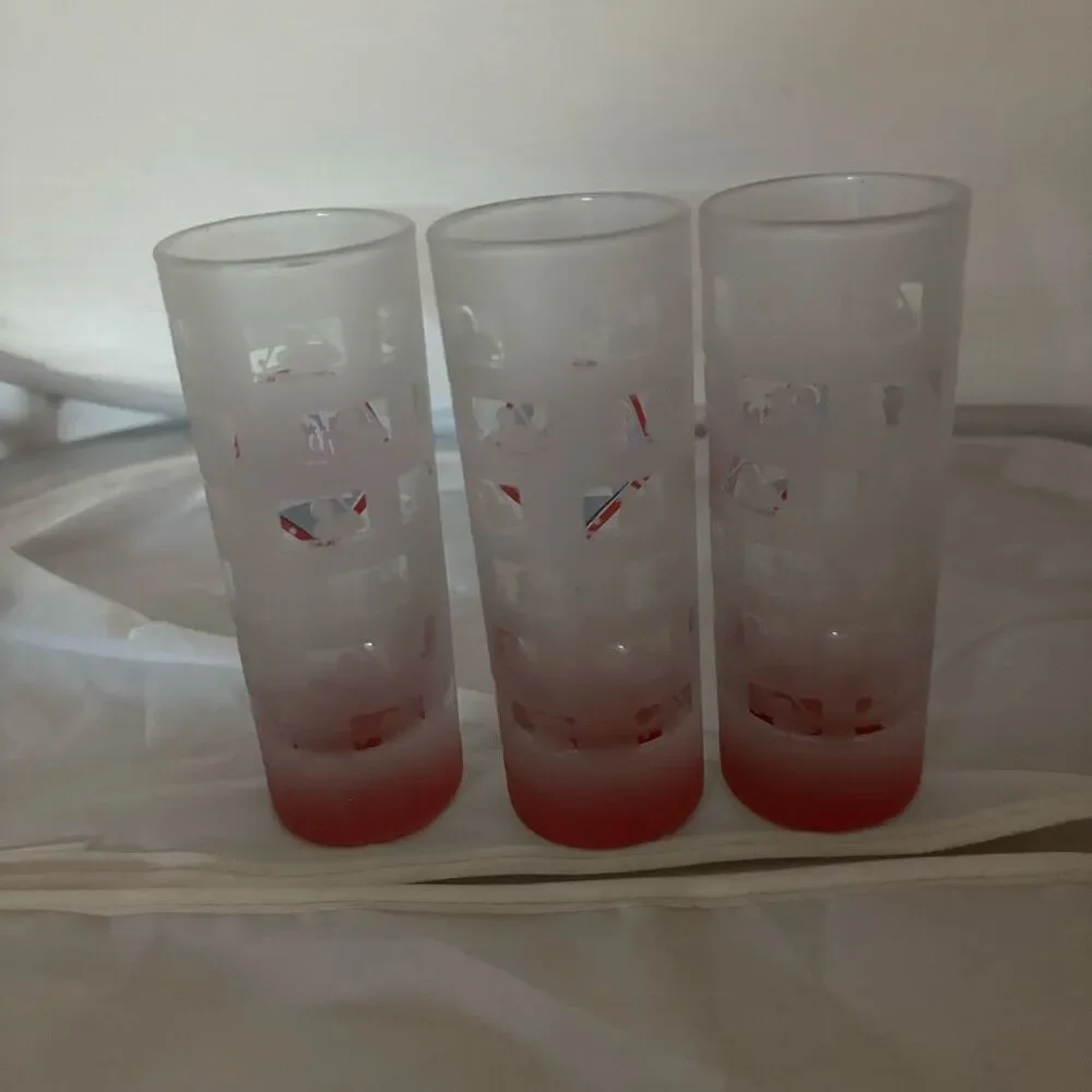 3 Philadelphia Phillies Tall Frosted Glass Shot Glasses